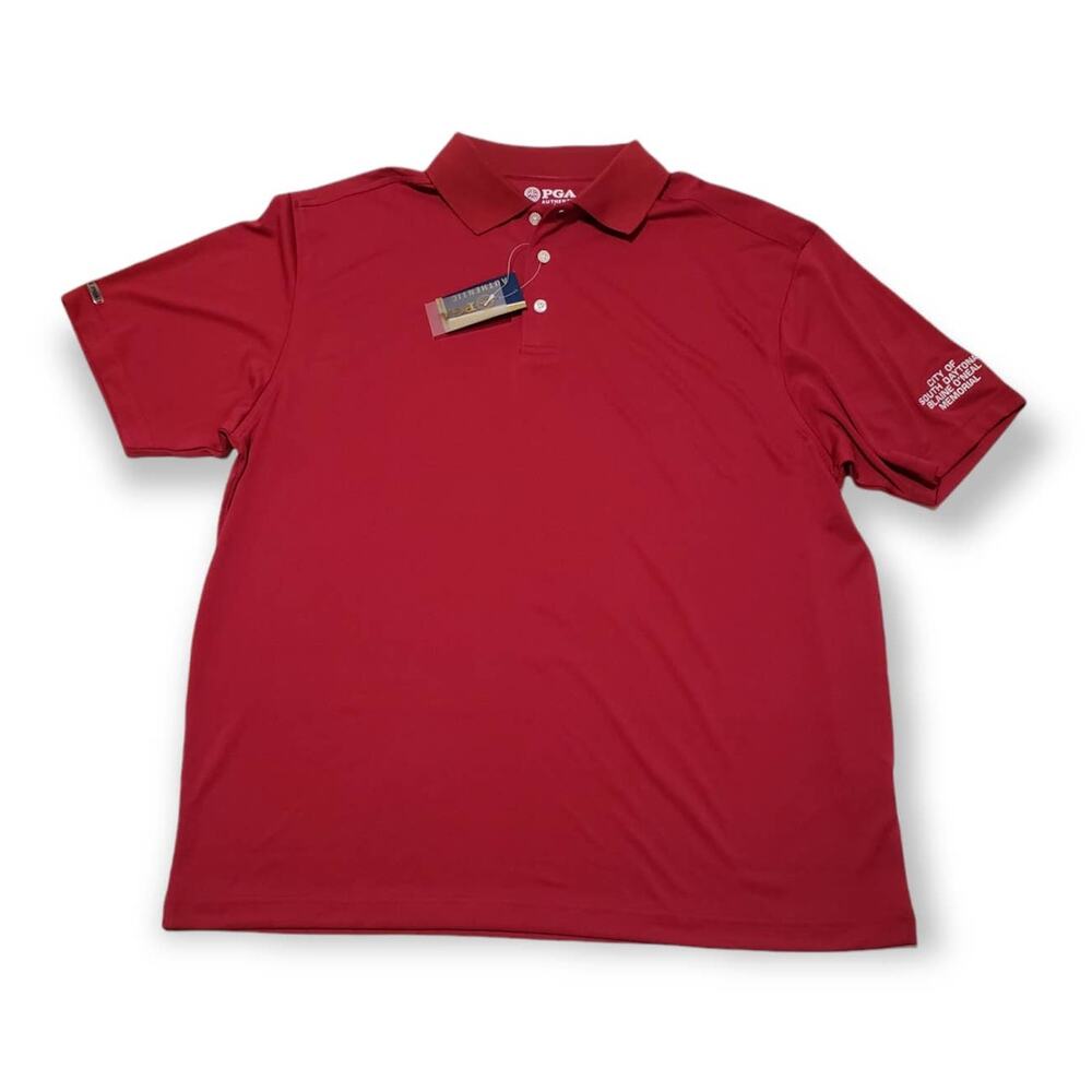 PGA Authentic Performance Red Polo Short Sleeved Shirt - Size Large